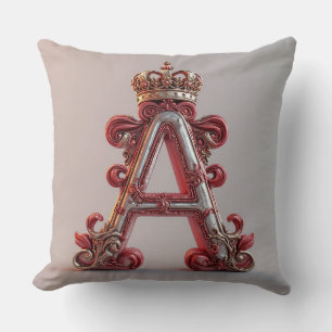 Majestic Ornate Letter A with Crown Cushion