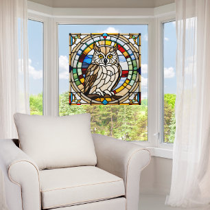 Majestic Owl Faux Stained Glass Window Cling