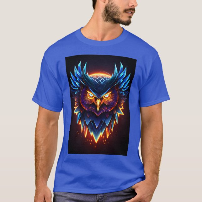 Majestic Owl Head Print T-Shirt .-Nature Inspired. (Front)