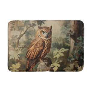 Majestic Owl in a Forest Bath Mat