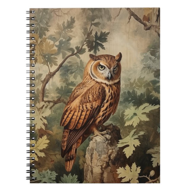 Majestic Owl in a Forest Notebook (Front)