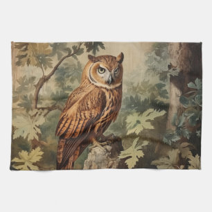 Majestic Owl in a Forest Tea Towel