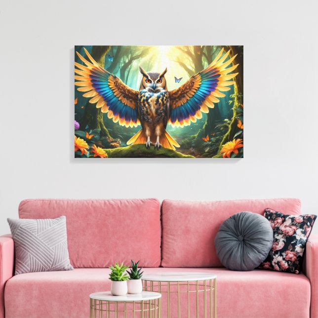 Majestic Owl Phoenix Hybrid Canvas Print (Insitu(LivingRoom))