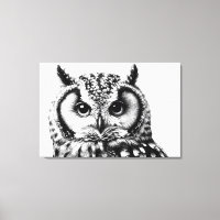 Majestic Owl Portrait 36x24" Large Canvas