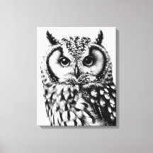 Majestic Owl Portrait Custom Size on Canvas