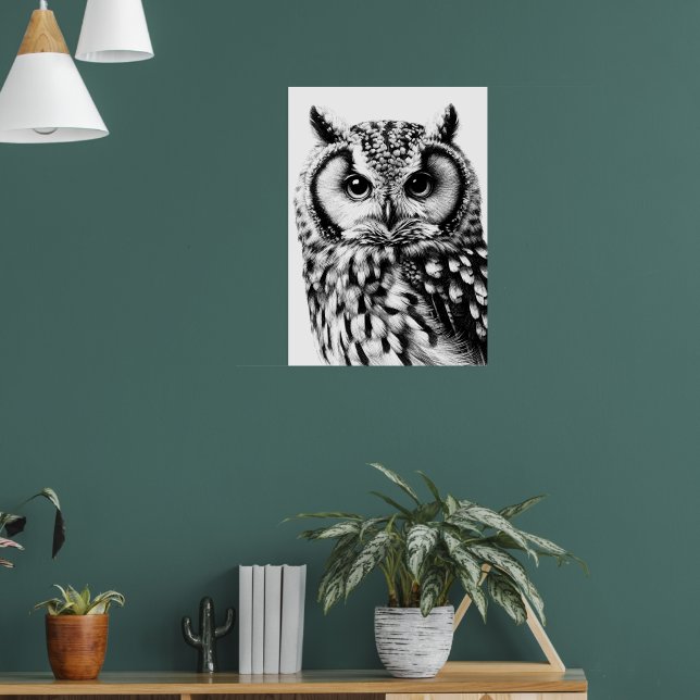 Majestic Owl Portrait Poster Custom Size (Living Room 1)