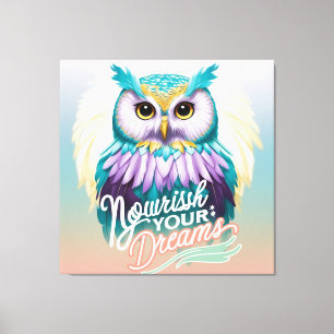 "Majestic Owl with Motivational Message" Canvas Print