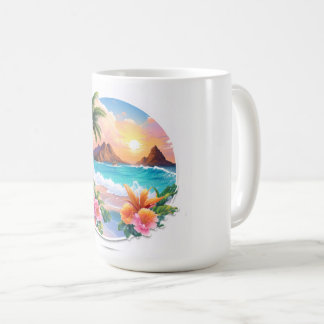 Majestic Palm Tree and Sunset in Mug