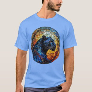 Majestic Panther Stained Glass Artwork T-Shirt