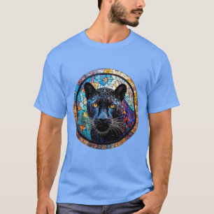 Majestic Panther Stained Glass Artwork T-Shirt