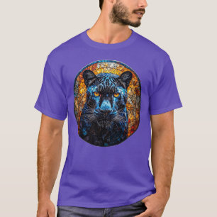 Majestic Panther Stained Glass Artwork T-Shirt