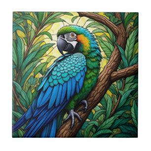 Majestic Parrot Art Home Decor Ceramic Tile