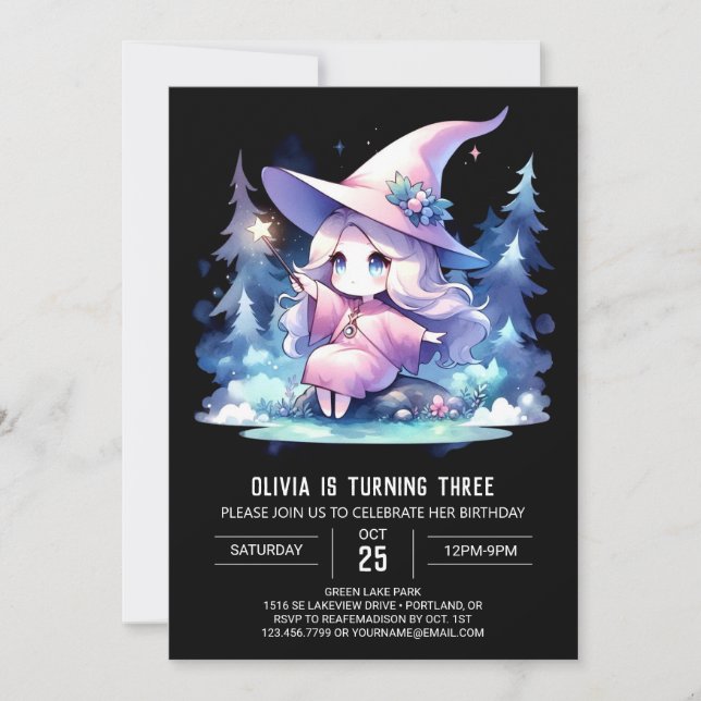 Majestic Pastel Wizard Birthday Invitation (Front)