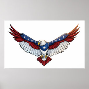 Majestic Patriotic Flying Bald Eagle – American Poster