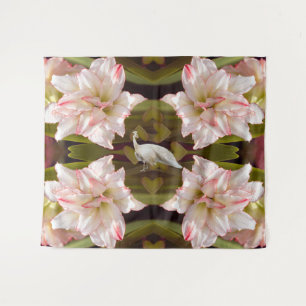 Majestic Peacock and Amaryllis Candy Cane Tapestry