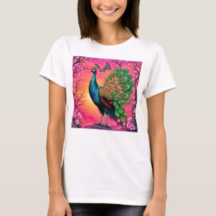 Majestic Peacock Design T-Shirt