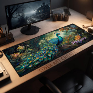 Majestic Peacock Personalised Desk Mat
