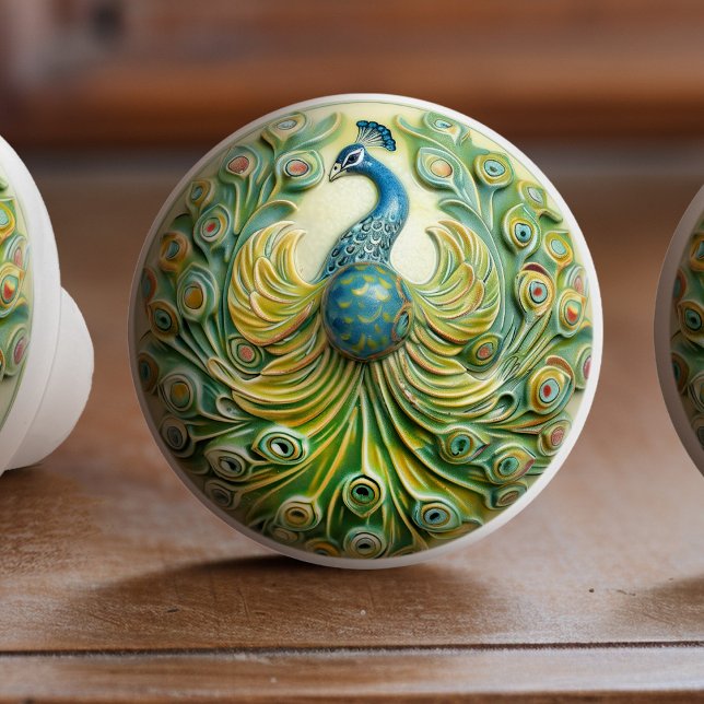 Majestic Peacock Splendour Ceramic Knob Pull (Creator Uploaded)