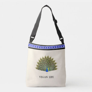 Majestic Peacock & Stars on Ivory Crossbody Bag