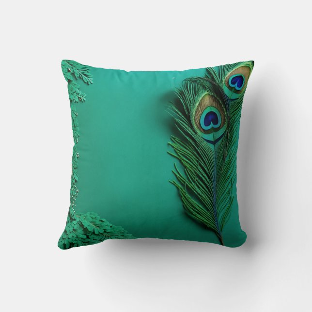 Majestic Peacock T-Shirt Cushion (Back)