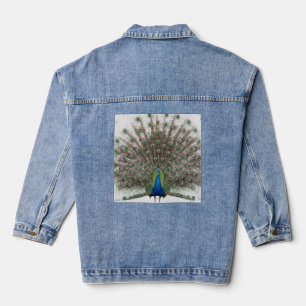 Majestic Peacock with Colourful Tail Denim Jacket
