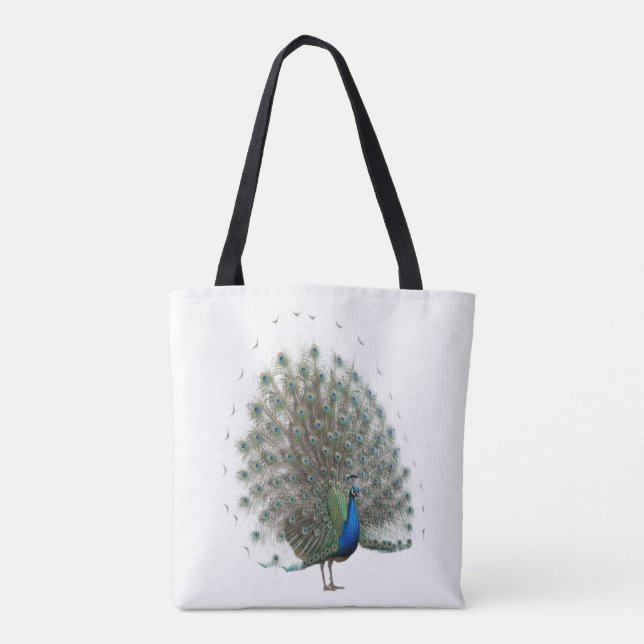 Majestic Peacock with Colourful Tail Tote Bag (Back)