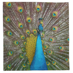 Majestic Peacock with Royal Plumage on Display Napkin