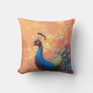 Majestic Peacock with Vibrant Plumage Cushion