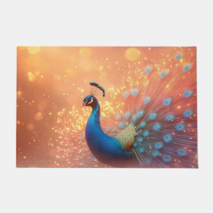 Majestic Peacock with Vibrant Plumage Doormat