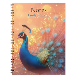 Majestic Peacock with Vibrant Plumage Notebook