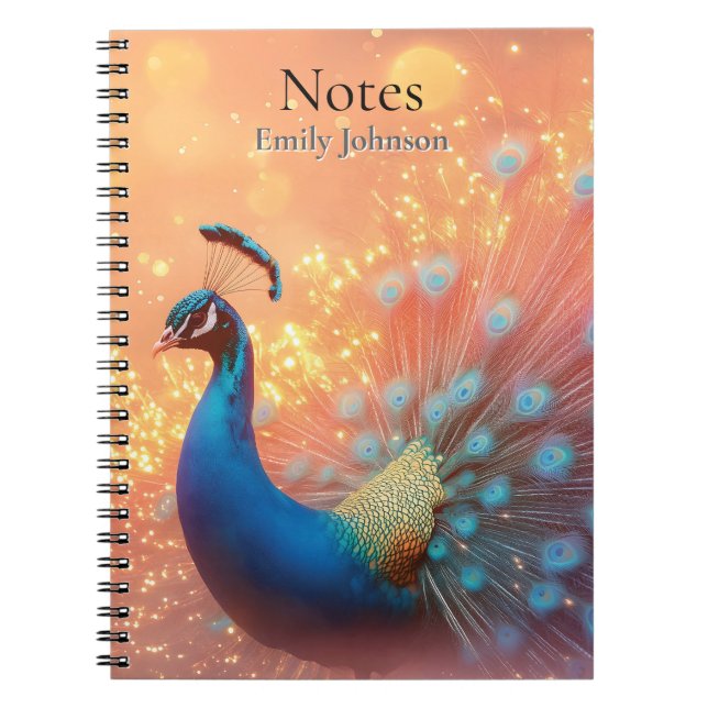 Majestic Peacock with Vibrant Plumage  Notebook (Front)