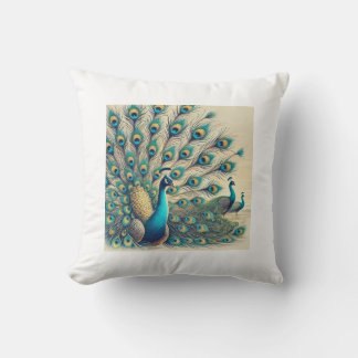 Majestic Peacocks – Vibrant Feather Display pillow