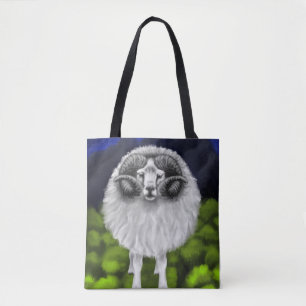 Majestic Peaks: Icelandic Sheep Grazing Tote Bag