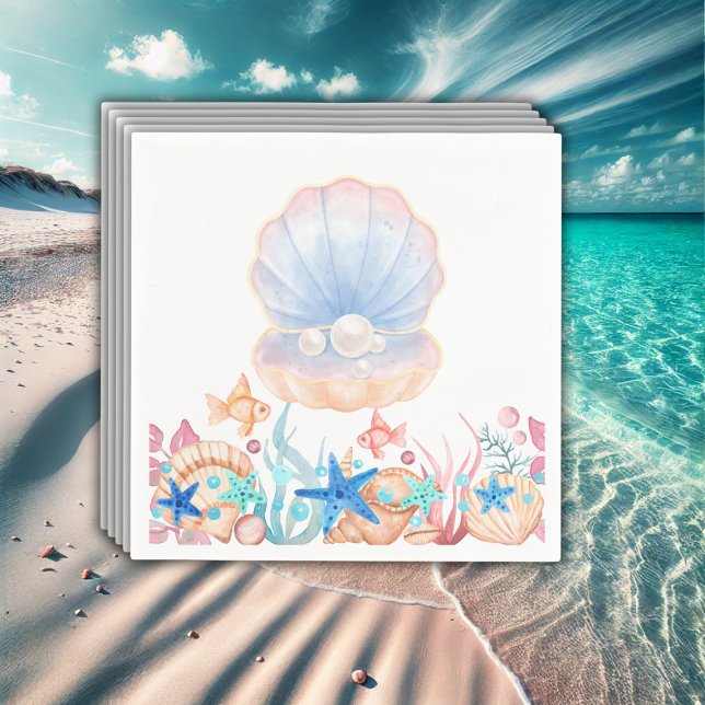 Majestic Pearl Under the Sea Baby Shower Napkin (Creator Uploaded)