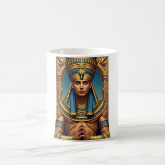 Majestic Pharaoh Portrait: Golden & Blue Ancient E Coffee Mug