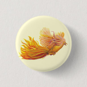 Majestic Phoenix Bird 3 Cm Round Badge