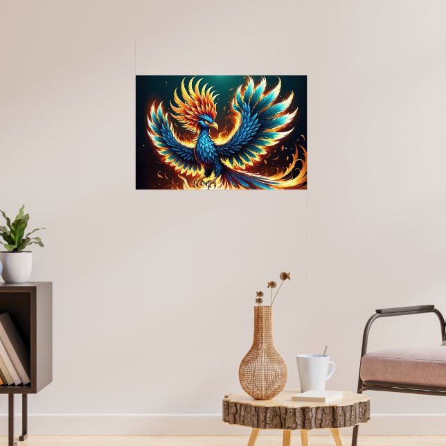 Majestic Phoenix Crest Flames Poster (Living Room 3)