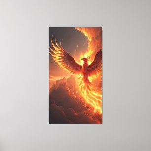 majestic phoenix is reborn its glowing embers  canvas print