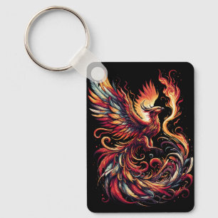 Majestic Phoenix Rising in Fiery Rebirth Key Ring