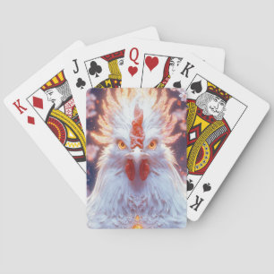 Majestic Phoenix Rooster: Fiery Blossoms Playing Cards