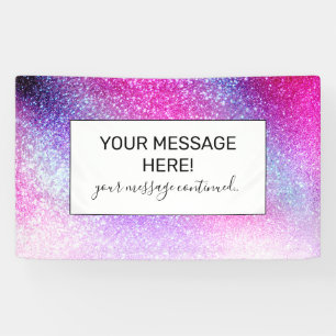 Majestic Pink Purple Nebula Galaxy Glitter Banner