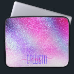 Majestic Pink Purple Nebula Galaxy Glitter Laptop Sleeve<br><div class="desc">This girly and majestic print is perfect for the girly girl. It features faux printed sparkly neon pink, purple, and blue glitter inspired by the aurora lights. It's pretty, chic, modern, and trendy. ***IMPORTANT DESIGN NOTE: For any custom design request such as matching products, colour changes, placement changes, or any...</div>