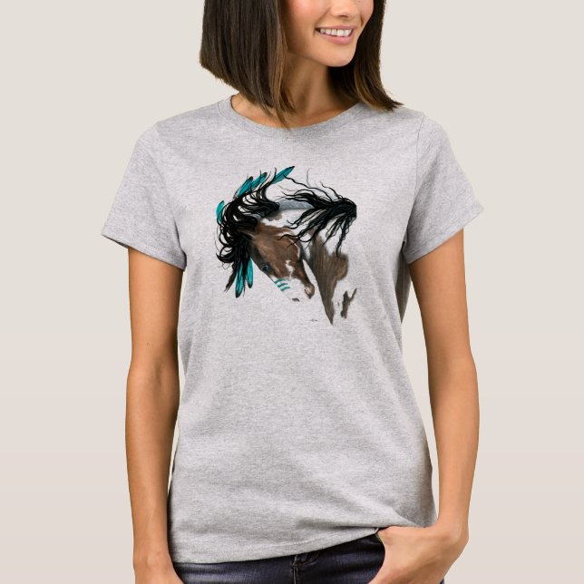 Majestic Pinto Feathers by Bihrle T-Shirt (Front)