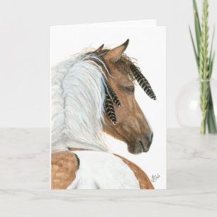 Majestic Pinto Horse by BiHrLe Greeting Card