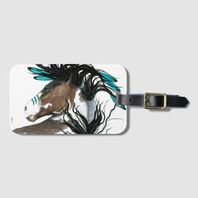 Majestic Pinto Horse by Bihrle Luggage Tag (Front Horizontal)