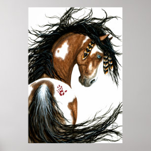 Majestic Pinto Horse War Paint by Bihrle Poster