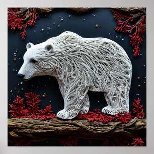 🐻‍❄️ Majestic Polar Bear Art Sculpture Glow ✨ Poster