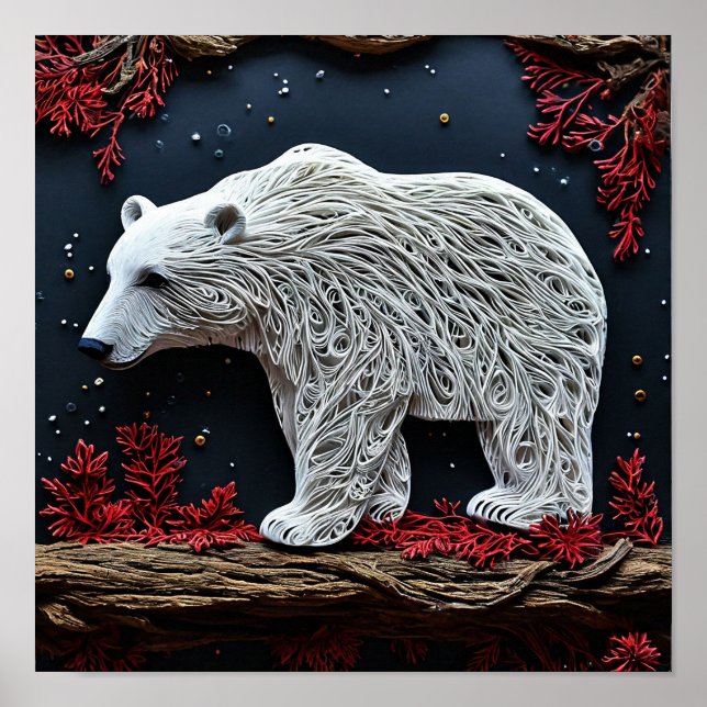 🐻‍❄️ Majestic Polar Bear Art Sculpture Glow ✨ Poster (Front)