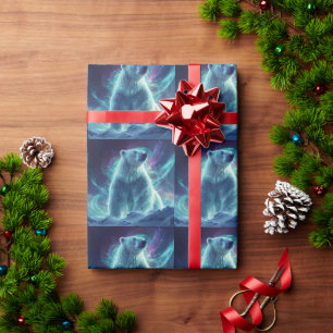 Majestic Polar Bear Design with Northern Lights Wrapping Paper
