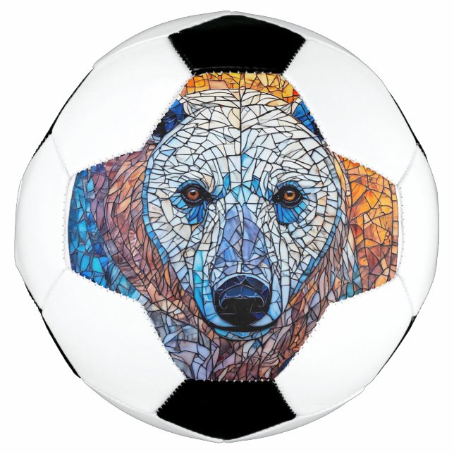 Majestic Polar Bear Stained Glass Artwork Football (Front)